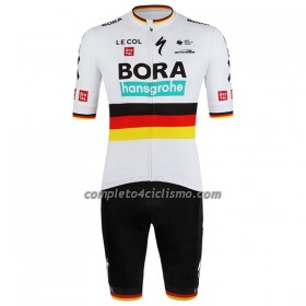 Completo Maglia + Pantaloncino con bretelle 2022 BORA-Hansgrohe Campione Di Germania Manica Corta
